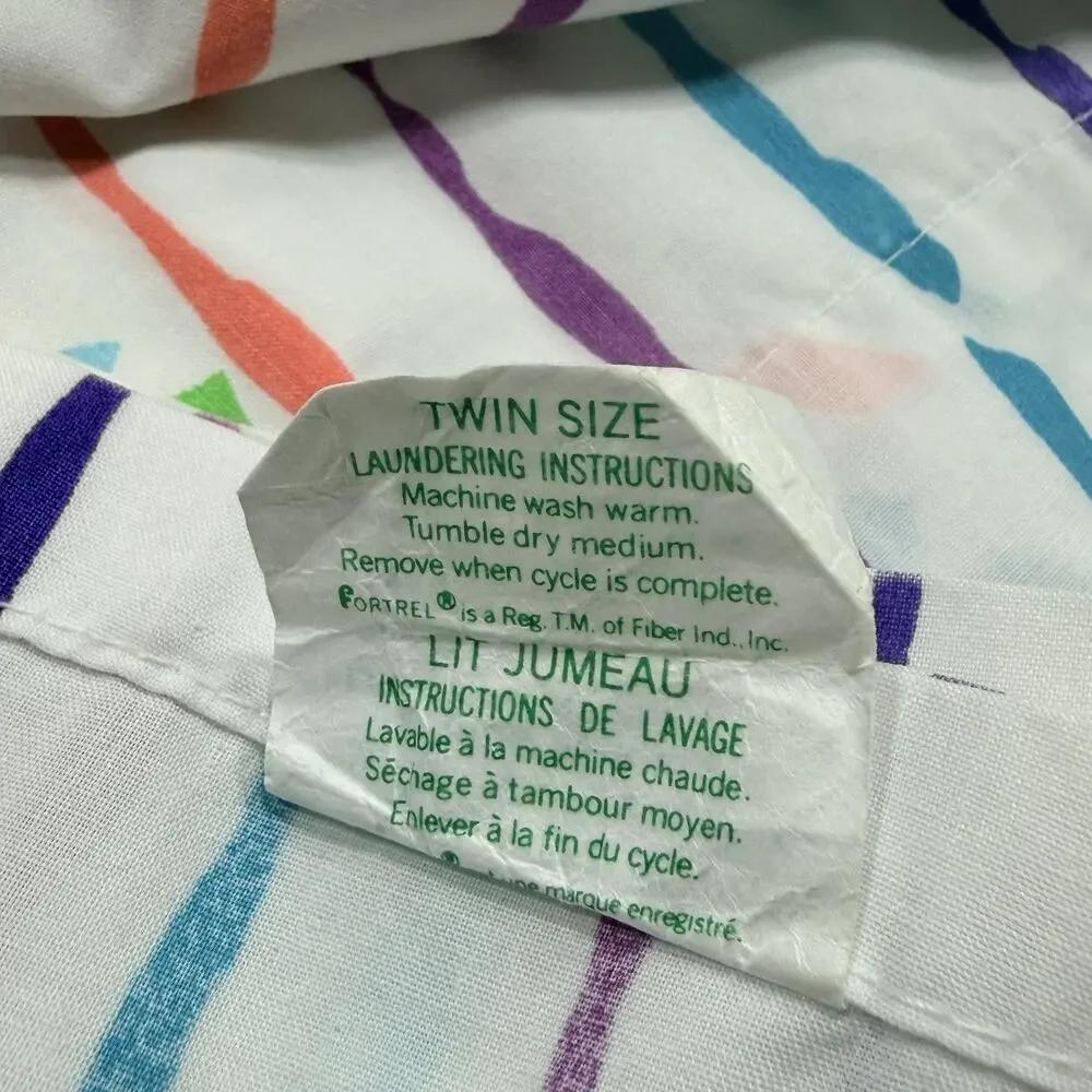 Vintage 1980s Ocean Pacific TWIN Sheet Set Dan River Pop Art Pastel Beach Surf